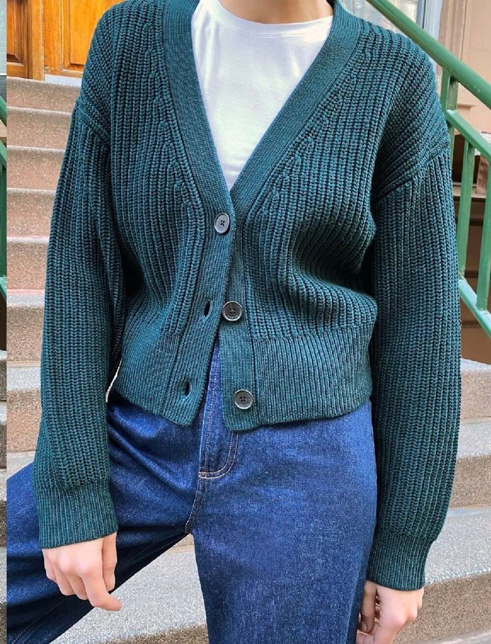Aritzia Babaton Merino Wool Cardigan in Green